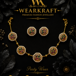 Multicolour Floral Meenakari-Style Necklace & Stud Earrings Set