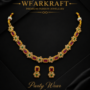 Ruby Green Kundan-Style Necklace & Earrings Set
