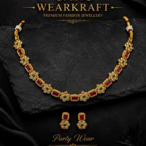 Ruby Green Kundan-Style Necklace & Earrings Set