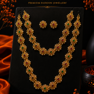 Antique Gold-Tone Layered Temple-Style Necklace & Earrings Set