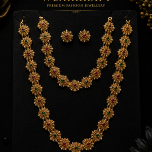 Antique Gold-Tone Layered Temple-Style Necklace & Earrings Set