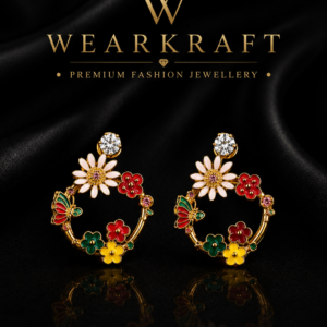 Multicolour Floral & Butterfly Hoop Earrings
