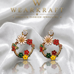 Multicolour Floral & Butterfly Hoop Earrings