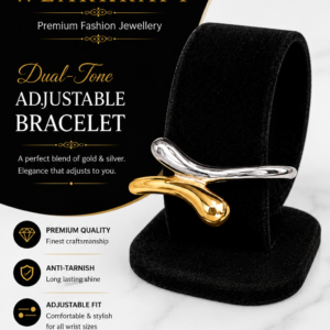 Dual-Tone Adjustable Open Cuff Block Bangle