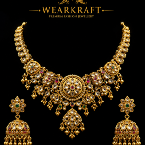 Royal Kundan-Style Necklace & Jhumka Earrings Set