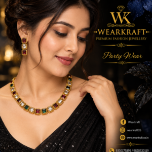 gold-tone multicolour stone necklace and earrings set