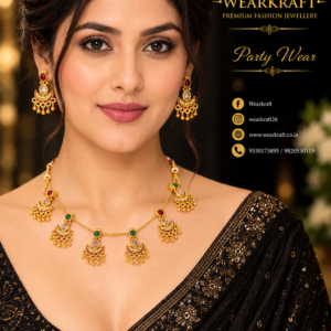 multicolour crescent charm necklace and matching earrings set.