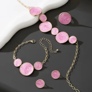 Blush Pink Swirl Gold-Tone Jewellery Set
