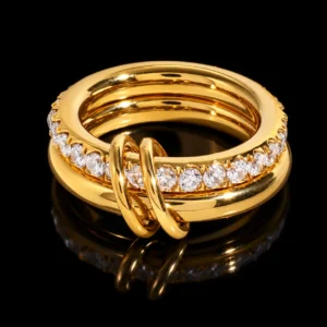 Elegant Gold-Tone Multi-Layer Zircon Finger Ring