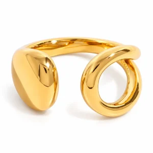 Elegant Gold-Tone Open Design Finger Ring