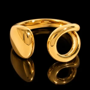 Elegant Gold-Tone Open Design Finger Ring
