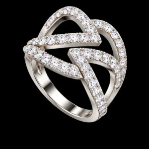 Elegant Criss-Cross AD Stone 925 Silver Finger Ring