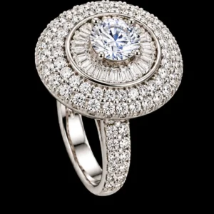 Royal Round Halo AD Stone 925 Silver Finger Ring