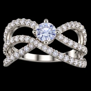 Elegant Criss-Cross Solitaire AD Stone 925 Silver Finger Ring