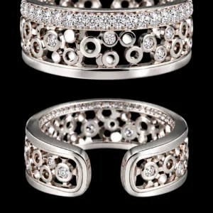 Geometric Openwork AD Stone 925 Silver Finger Ring