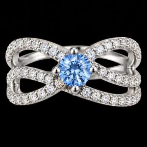 Royal Blue Solitaire Criss-Cross AD Stone 925 Silver Finger Ring