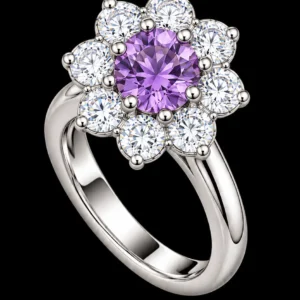 Purple Floral 925 Sterling Silver Ring