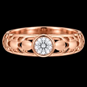 Rose Gold Solitaire AD Stone 925 Silver Finger Ring